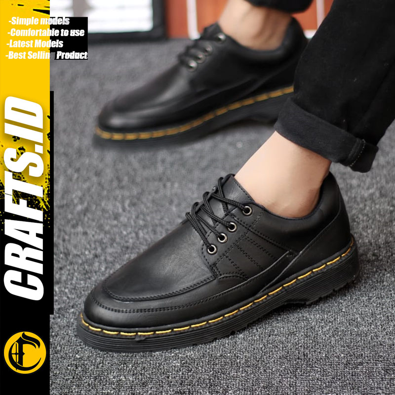 Sepatu Formal Pantofel Docmart Low Boots Kulit PU Casual Kerja Pria Crafs Smith