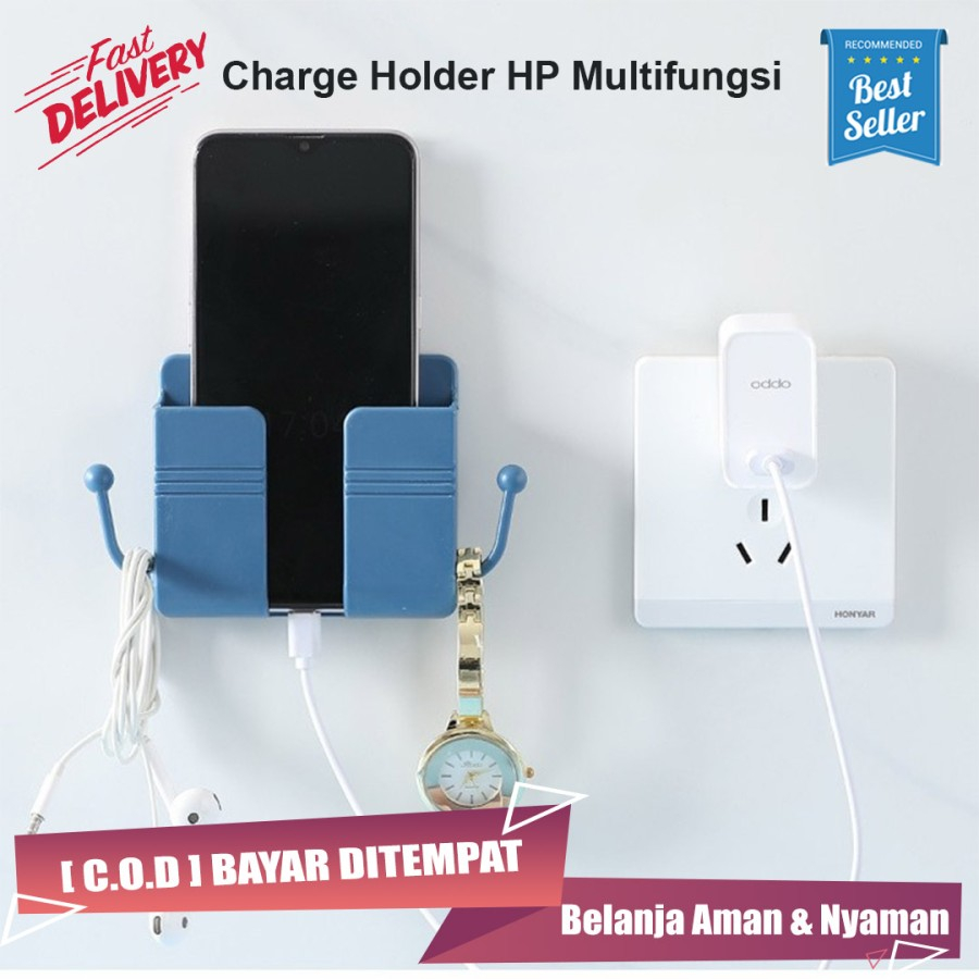 Charger Holder Rak Tempel Dinding Tempat Penyimpanan HP Remote Kabel TV AC