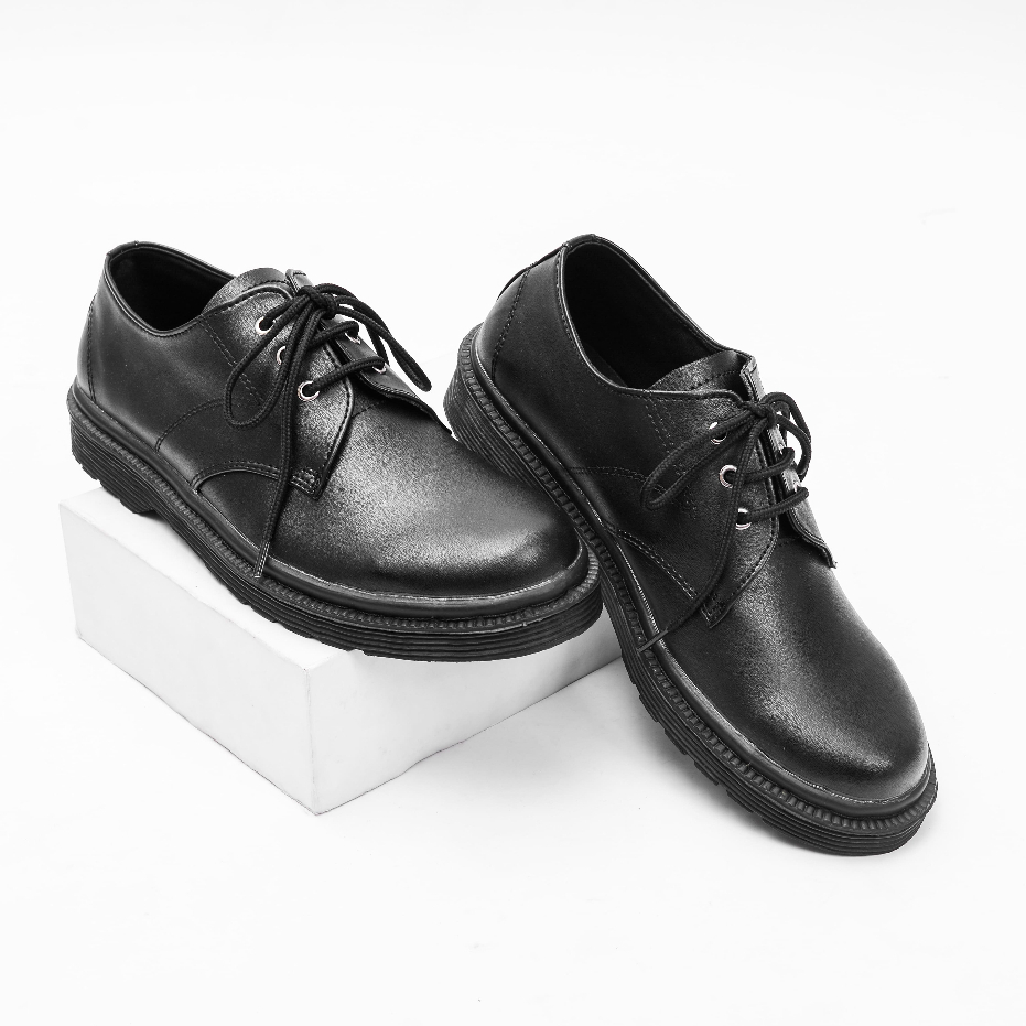 Sepatu Formal Casual Docmart Pria Santai Elegan Kondangan Kerja Kantor Kuliah Pantopel Oxford Original - Dayyan Black