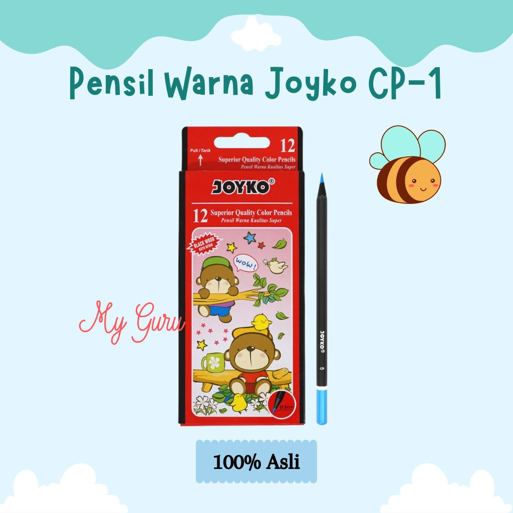 

[SET] PENSIL WARNA JOYKO CP-1 12 WARNA COLOR BLACK WOOD PENCILS PANJANG