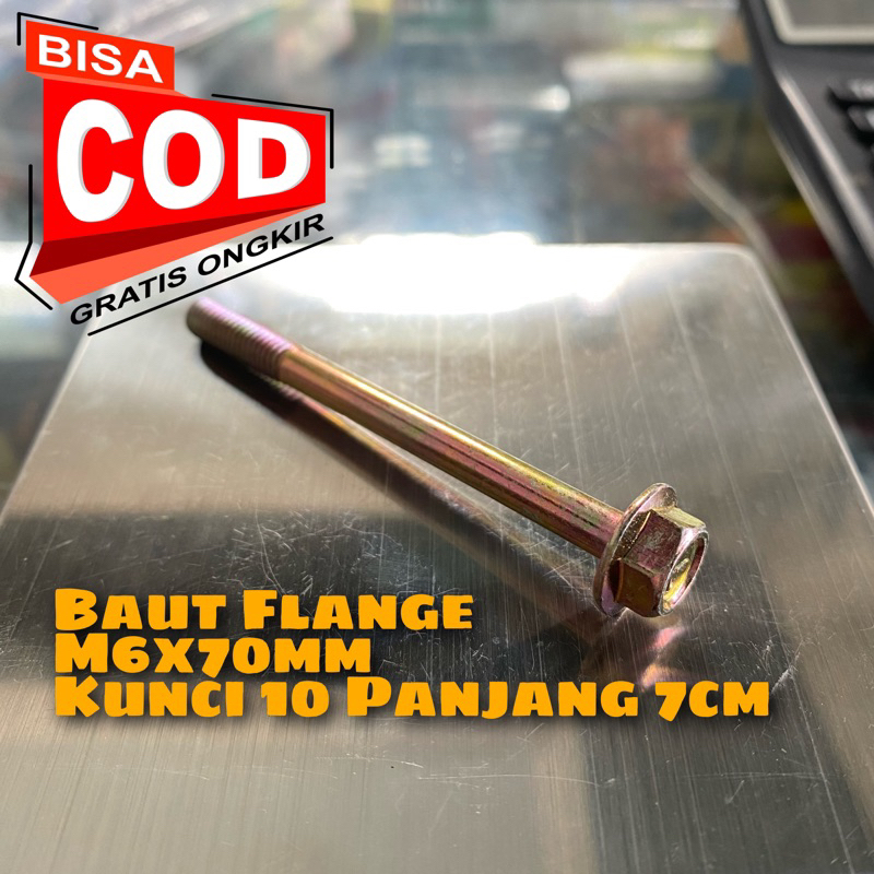 Baut Flange M6x70mm Kunci 10 Panjang 7cm