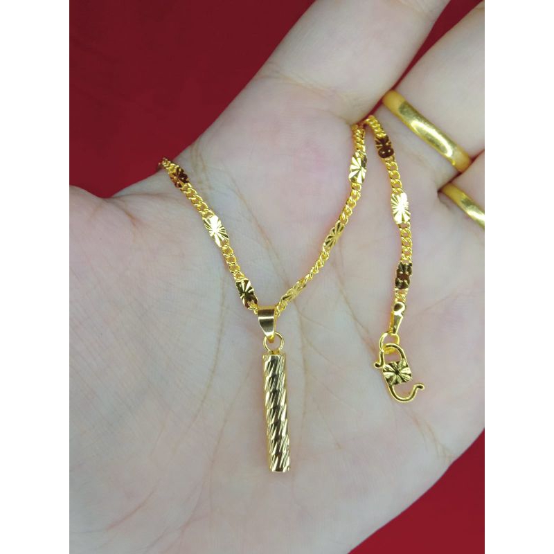 kalung rantai tempe bambu lapis emas 24k