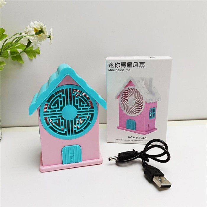 Kipas Angin Mini Portable Rechargeable Mini House Fan HQ66 - Warna Cowok