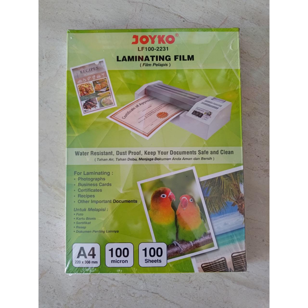 

Plastik Laminating Film A4 Joyko LF100-2231 ( 1 pak )