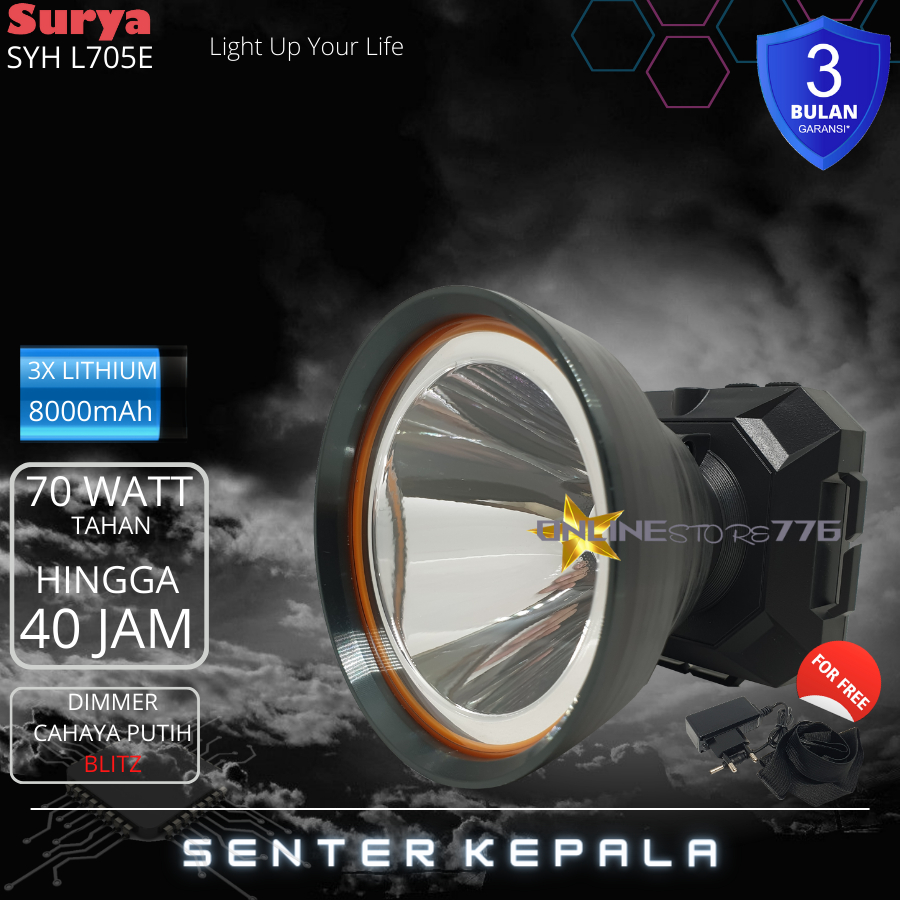 Senter Kepala Surya SYH L705E 70W / Headlamp Surya SYH L705e 70 Watt