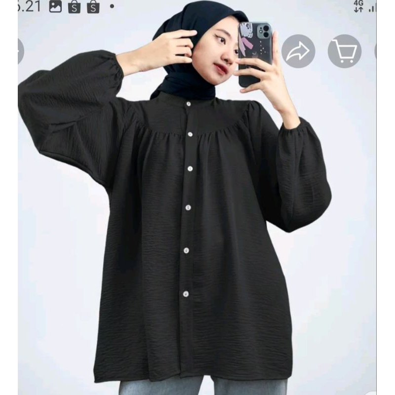 BLOUSE MOTIF CRINKLE AIRFLOW OVERSIZE TERLARIS