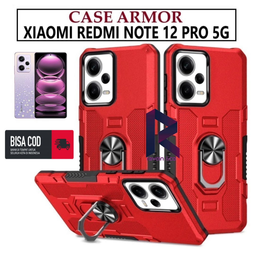 Case Armor XIAOMI REDMI NOTE 12 PRO 5G Iring Cincin Magnetic Kesing Hp Protect kamera Premium Hard Case Standing Robot Pelindung Kamera