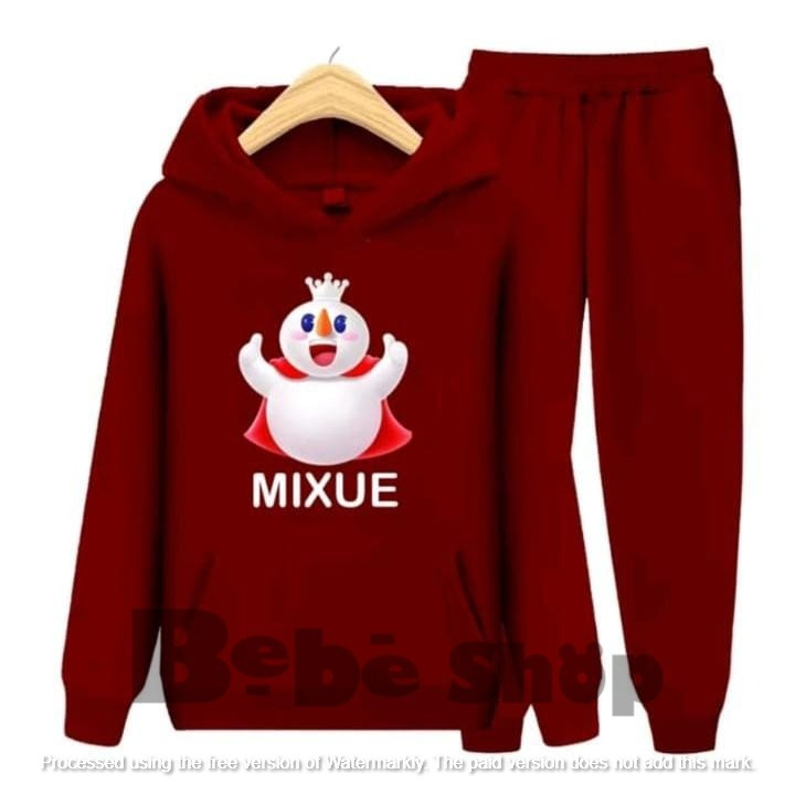 Setelan hoodie korea motif Mixue bahan bebyterry untuk usia 1 sampai 6 thn