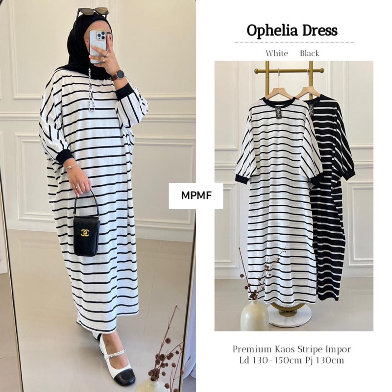 Stripe Dress Wanita Model Terbaru Kaos Stripe