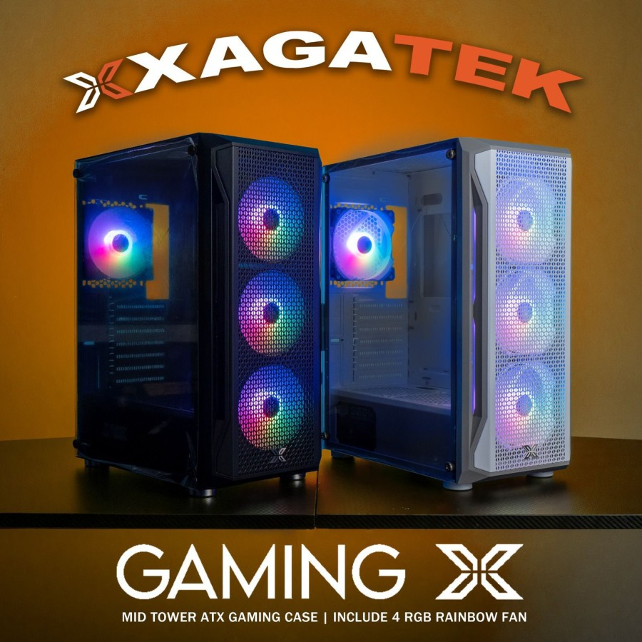 Casing Komputer Xagatek Gaming X Middle Tower include 4fan RGB / PC Case Gaming X