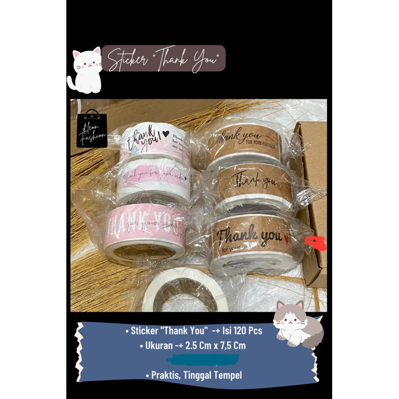 

stiker “thank you” size 2.5 Cm x 7,5 Cm isi 120 pcs