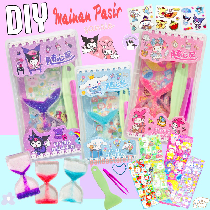 Gantungan DIY Mainan Jam Pasir Stiker Sanrio Melody Cinnamonroll Kuromi