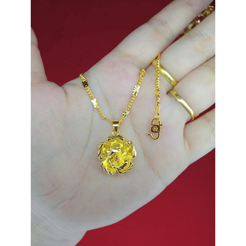 kalung rantai tempe melati lapis emas 24k