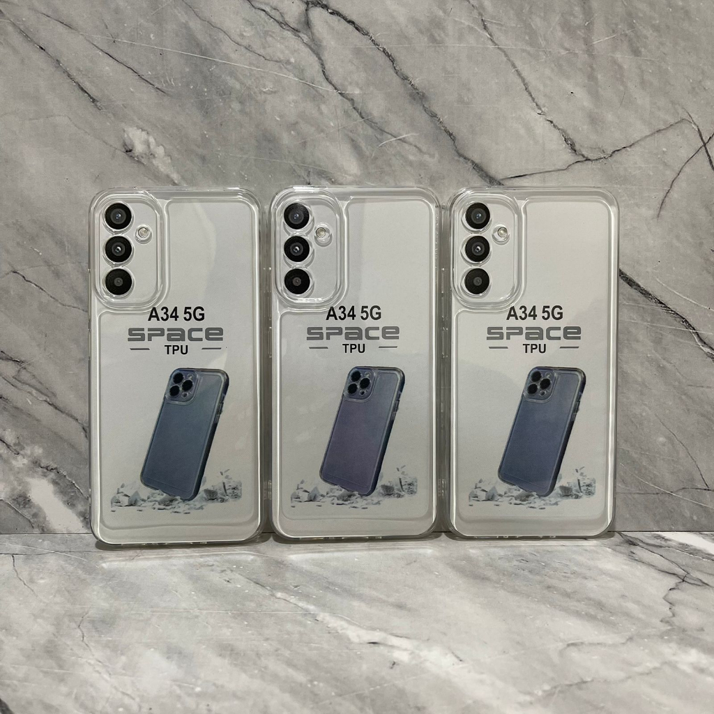 SoftCase Samsung A14 5G A14 4G A34 5G A54 5G A24 4G Case Bening Clear Grey SPACE TPU Jelly White_Cell