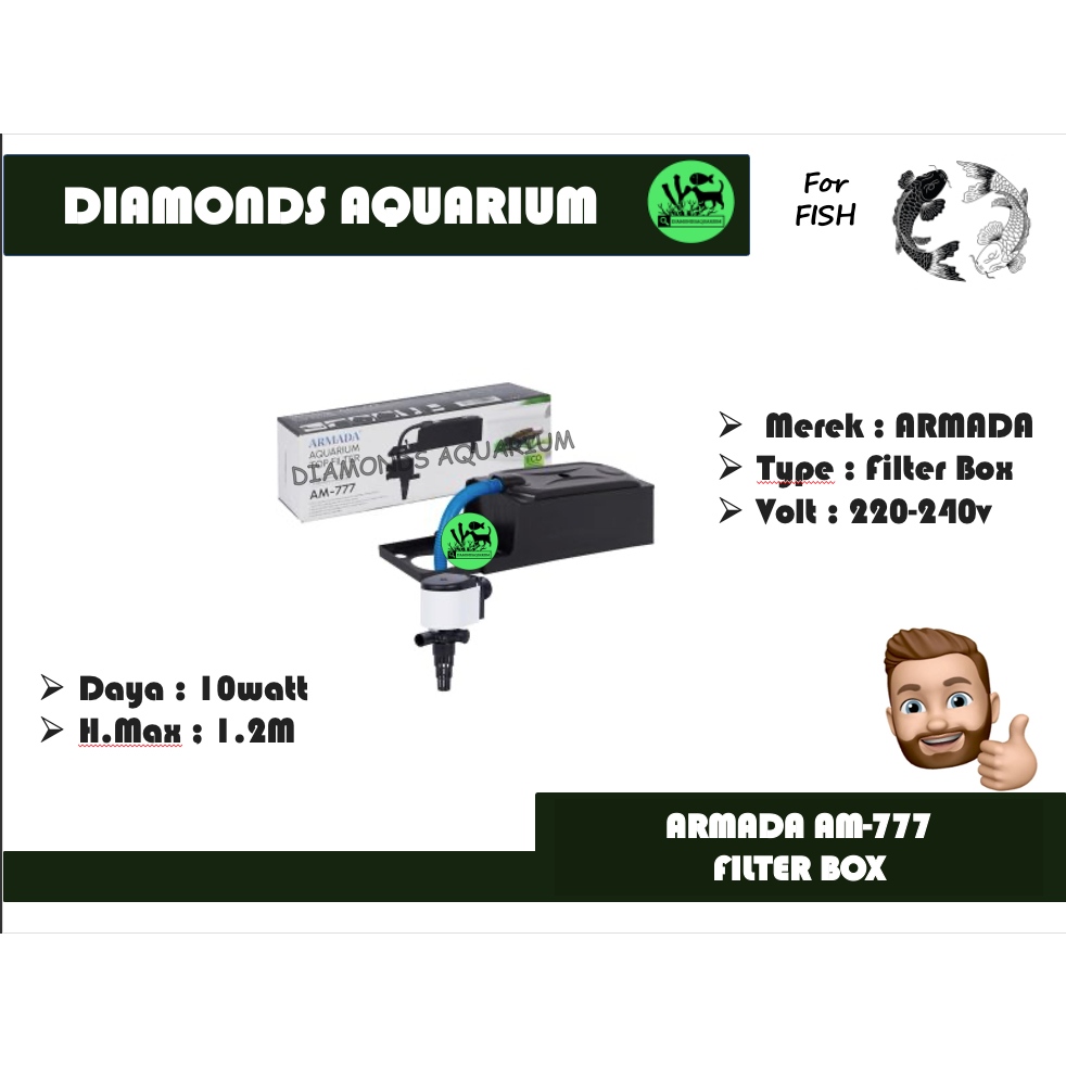 Top filter aquarium ikan ARMADA AM 777 box filter full set lengkap
