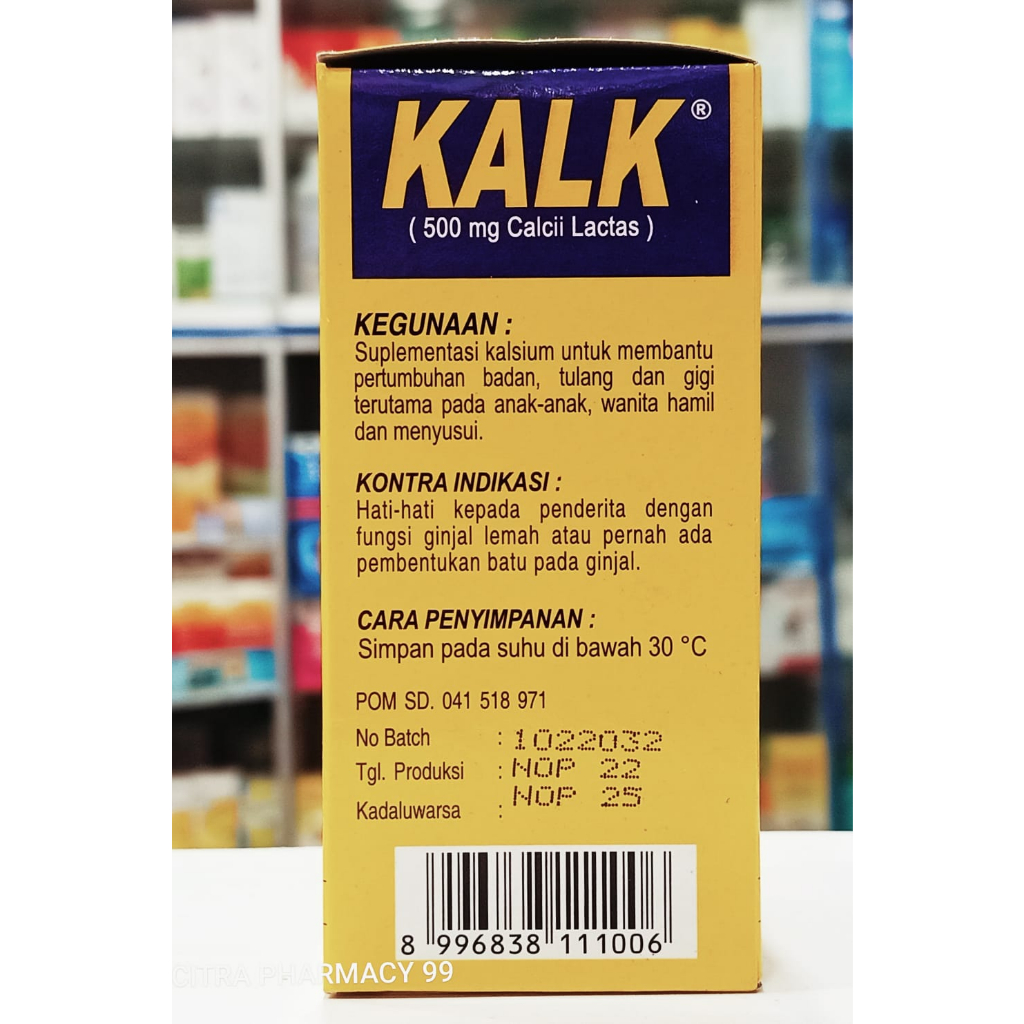 Nellco Kalk 𝐈𝐬𝐢 𝟏𝟎𝟎 𝐓𝐚𝐛𝐥𝐞𝐭 - Suplemen Kalsium Pertumbuhan Anak, Ibu Hamil dan Menyusui