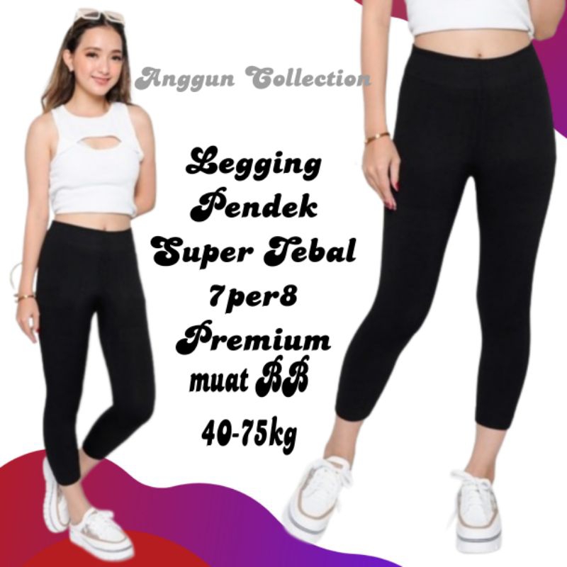 Leging Wanita Tebal 7per8 Leging Pendek Polos Tebal