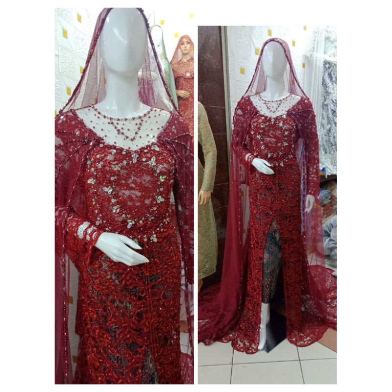 kebaya pengantin belah depan