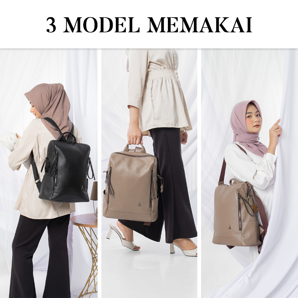 Tas Ransel Wanita Terbaru Muat Laptop Kapasitas Besar Original 100% Kulit Sapi Asli Exclusive - HANIA BACKPACK