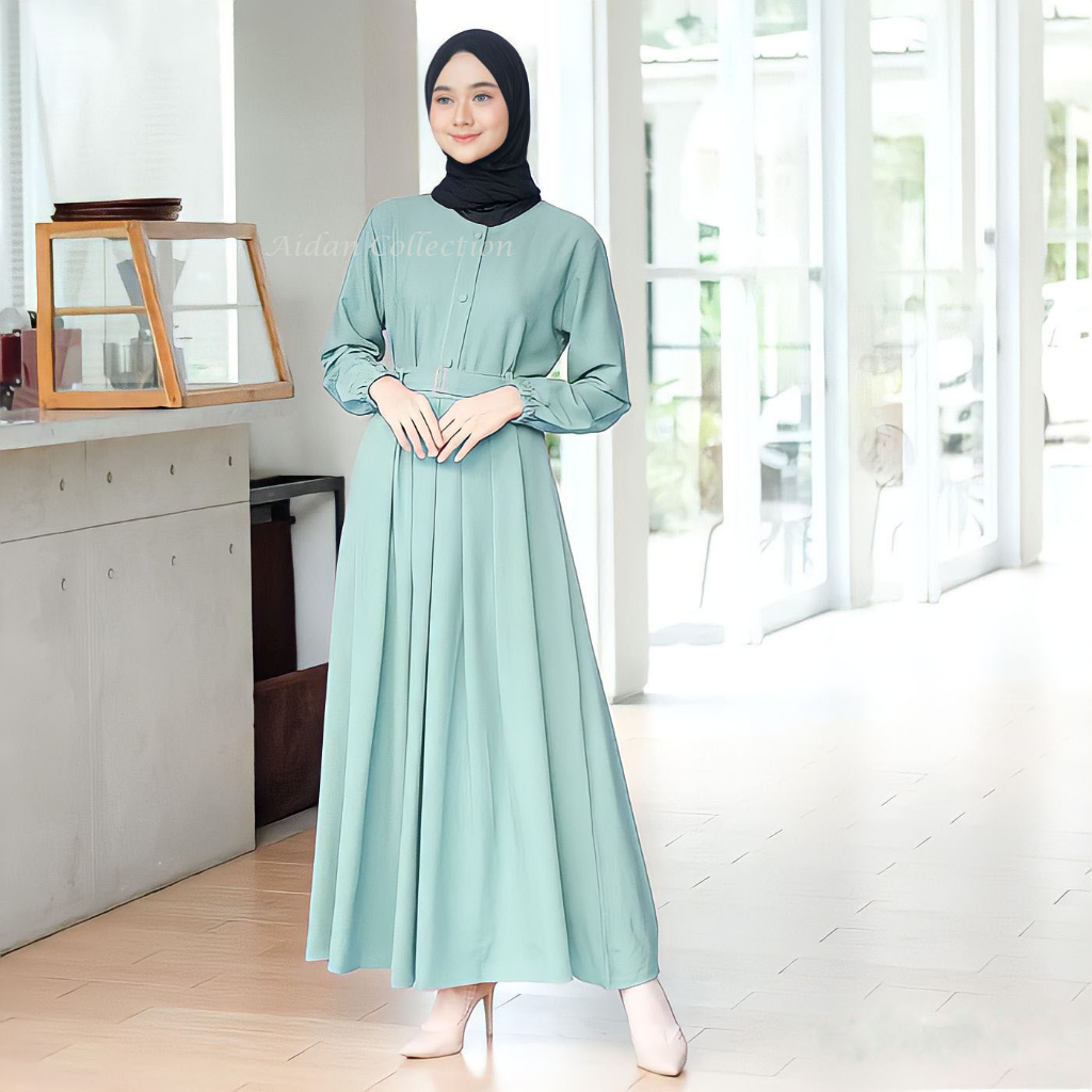 Gamis Monna Belt Itycrepe Premium Terbaru Kekinian Busui Friendly Jumbo Flowly