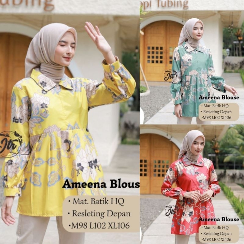 Batik wanita ASJ SA HRB026 Kenongo Kemeja Tosca Pendek
