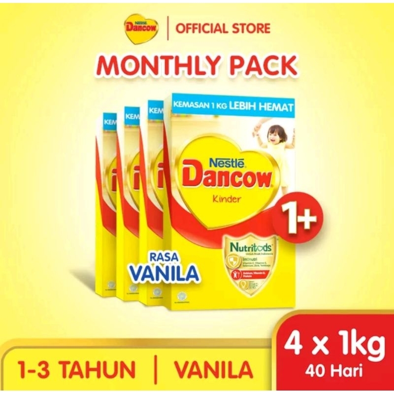 susu formula dancow 1-3 tahun vanila 4x1kg
