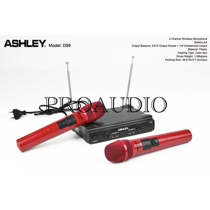 MIC WIRELESS ASHLEY D99 D 99 ORIGINAL GARANSI 1 TAHUN RESMI ASHLEY MICROPHONE WIRELESS ASHLEY