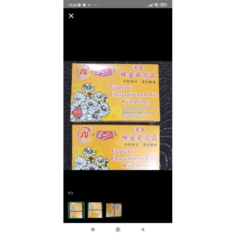 

Dali Fragrant Chrysanthemum Tea With Honey SU Brand @ 10 Sachet x 20gr