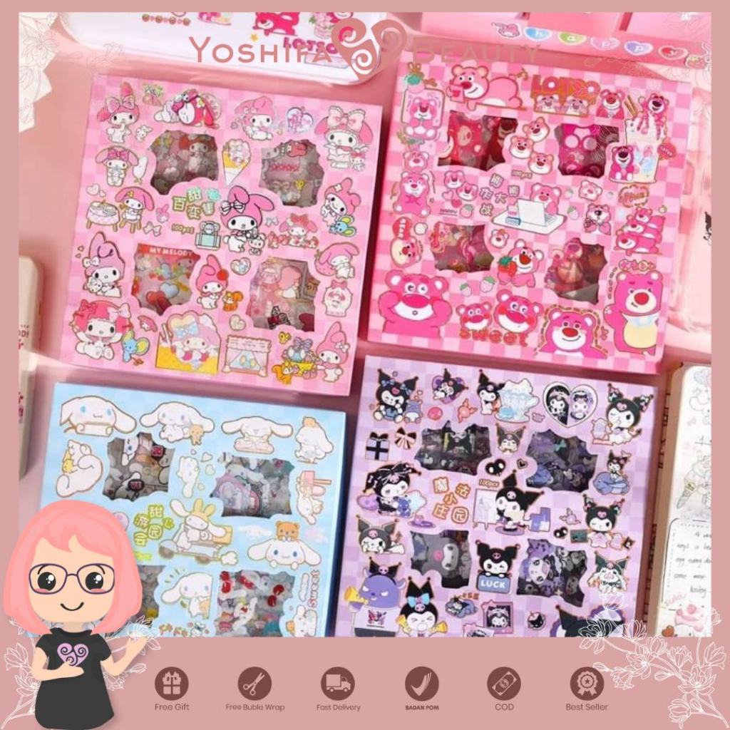 Sticker PVC Grosir  Cute San rio Kuro mi Cinna mon Melody Imut Aesthetic | Sticker Lucu  Viral PET