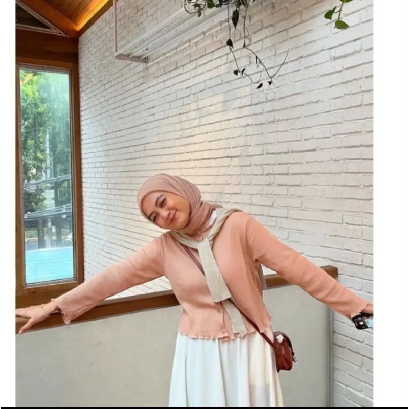 cardigan waffle crop necy /atasan wanita / wafle kriwil