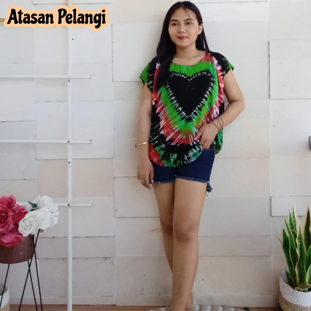 BAJU ATASAN PELANGI BALI/ TIEDYE XL KAIN HALUS DAN DILIPAT JAHIT