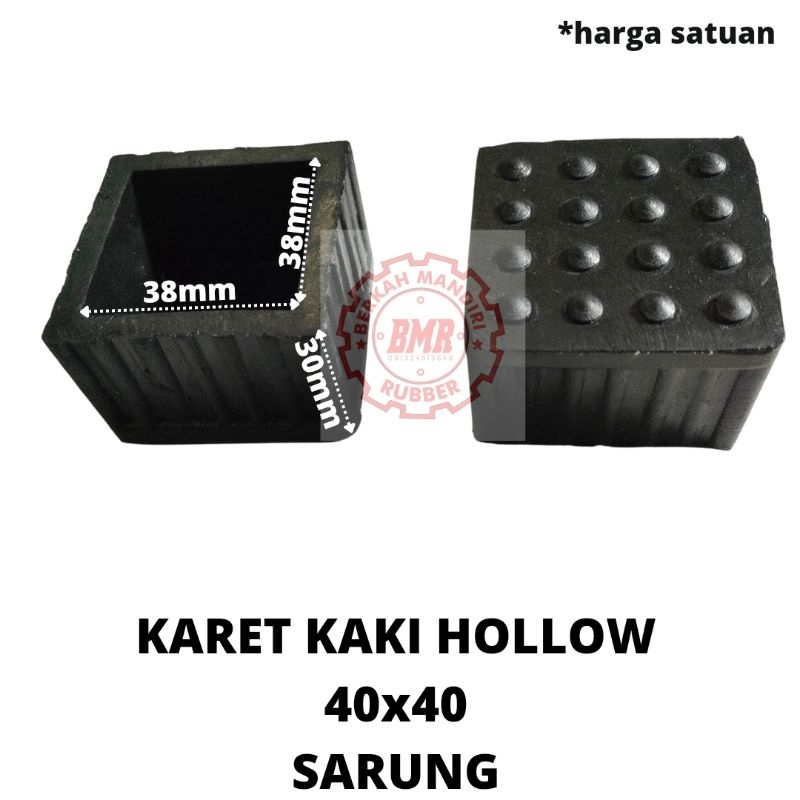 karet hollow 4x4 sarung/karet kaki kursi/karet kaki meja bangku besi hollow