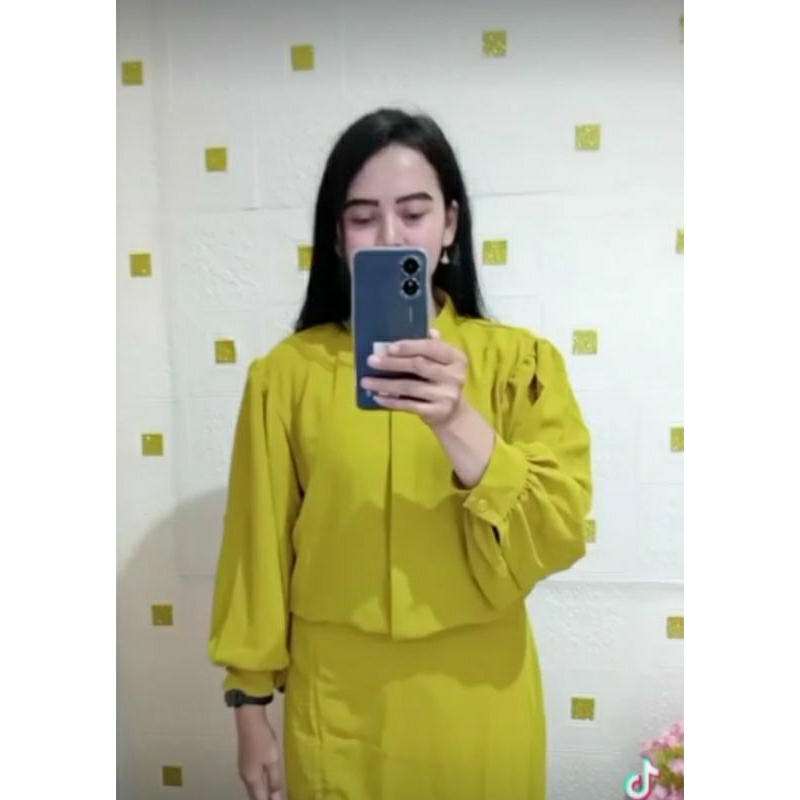 One Set Wanita Premium I Atasan Bawahan Rok Wanita Set I Rok Serut Wanita Moscrepe I One Set Wanita 