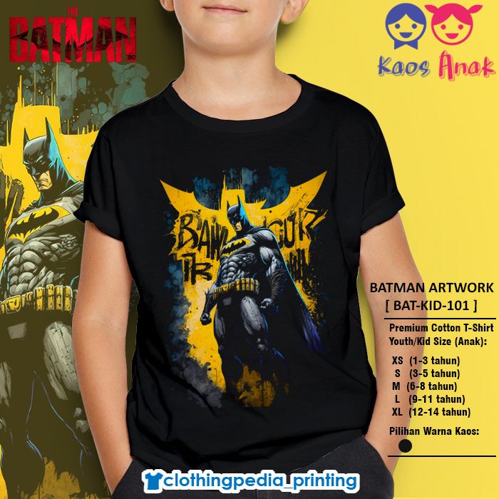 Kaos Anak Batman Art DC Comics The Dark Knight of Gotham Kid T-Shirt