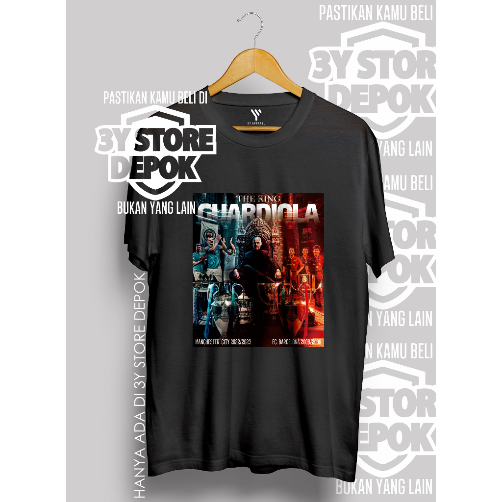 KAOS KING PEP GUARDIOLA TREBLE WINNER MAN CITY / PRIA/WANITA/YAYAYA STORE DEPOK
