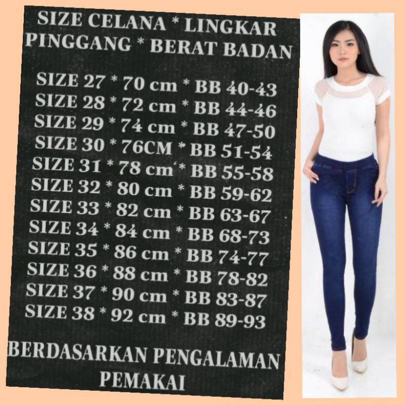 celana jeans pinggang karet lejing slim / ngaret / street / legging jeans anti begah