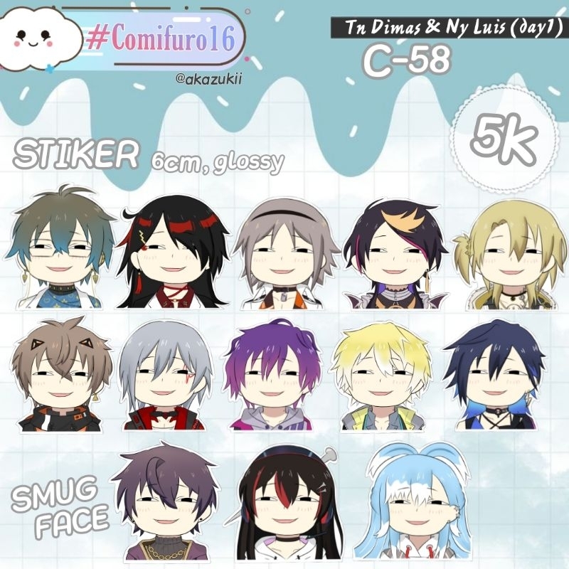 Sticker Smug Face Anya VTUBER KOBO KANAERU, SHOTO SHXTOU, NIJISANJI EN LUXIEM NOCTYX MYSTA RIAS, VOX