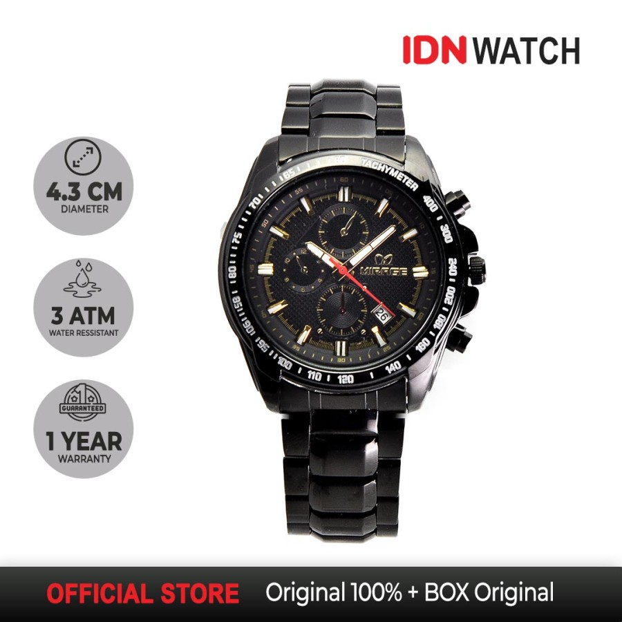 Jam Tangan Mirage Pria Sporty original Mirage Garansi 1 tahun 8305M hitam pH