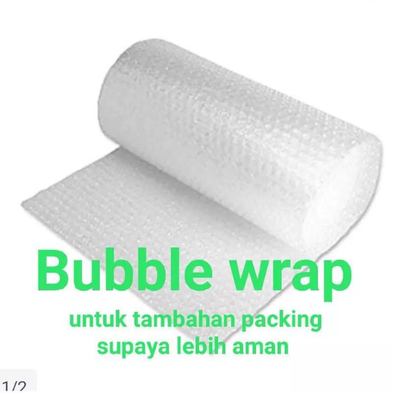 

BUBBLE WRAP TAMBAHAN PACKING SUPAYA LEBIH AMAN KARDUSNYA DENGAN TAMBAHAN BIAYA