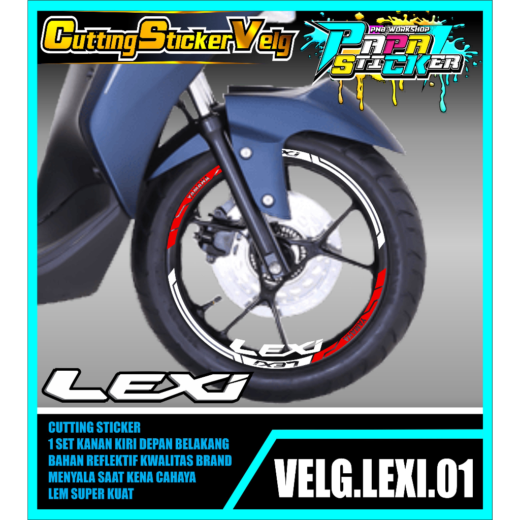 STIKER VELG LEXI CUTTING STICKER VELG CUTTING VARIASI YAMAHA LEXI LIS BAN/VELG 01