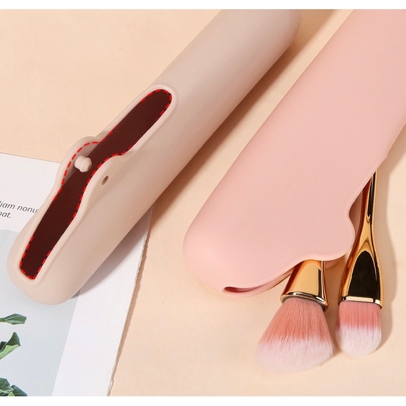 LITTLE DAISY | SILI Makeup Brush Case Waterproof / Travel Makeup Brush Holder / Tempat Penyimpanan Kuas Make up Silikon Anti Air