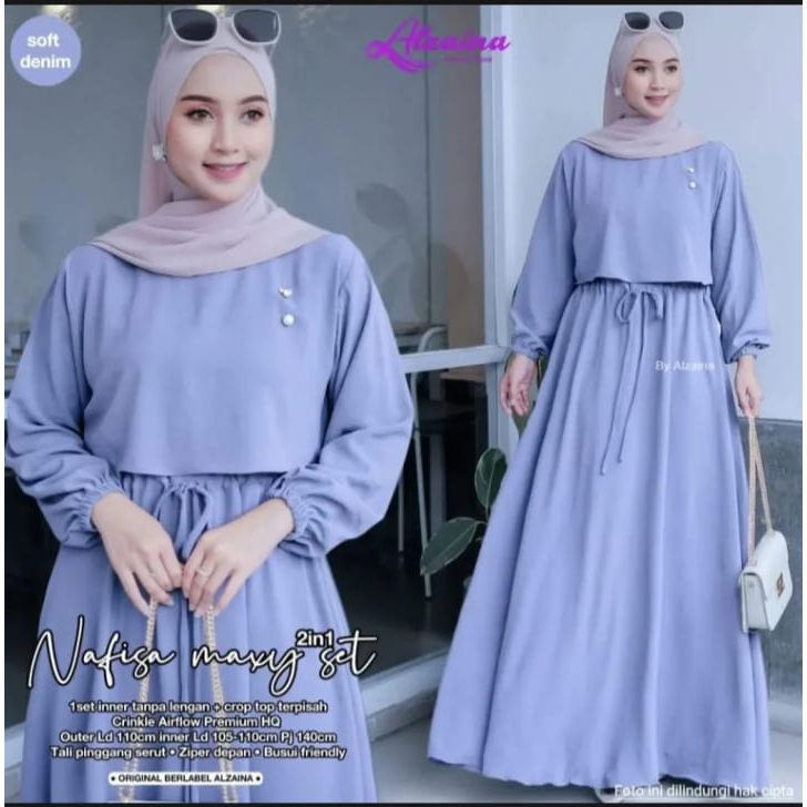 Gamis Drees Glenca Maxy Crinkle Airflow Premium Busui Jumbo Nafisa Maxy Set Wanita Dewasa Terbaru