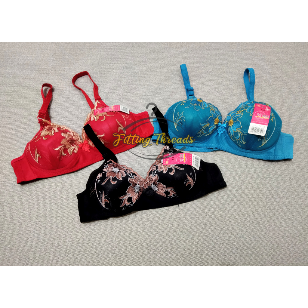 BRA BH BRUKAT RENDA BUSA TANPA KAWAT WANITA KAIT 2 / BRA BROKAT BORDIR MOTIF BUNGA