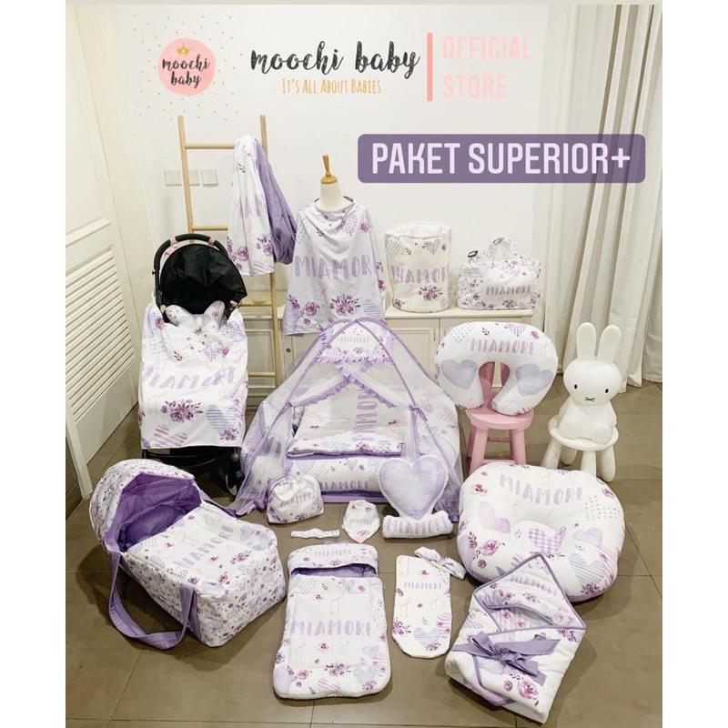 moochi baby bedcover set selimut bayi Blanket newborn heart hati lilac purple