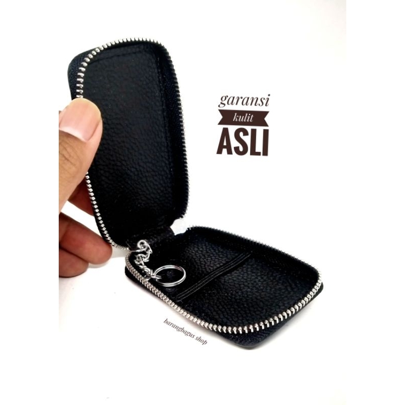 Hardcase Dompet Tempat Remote Mobil keyless Kulit asli Gantungan Logo BMW