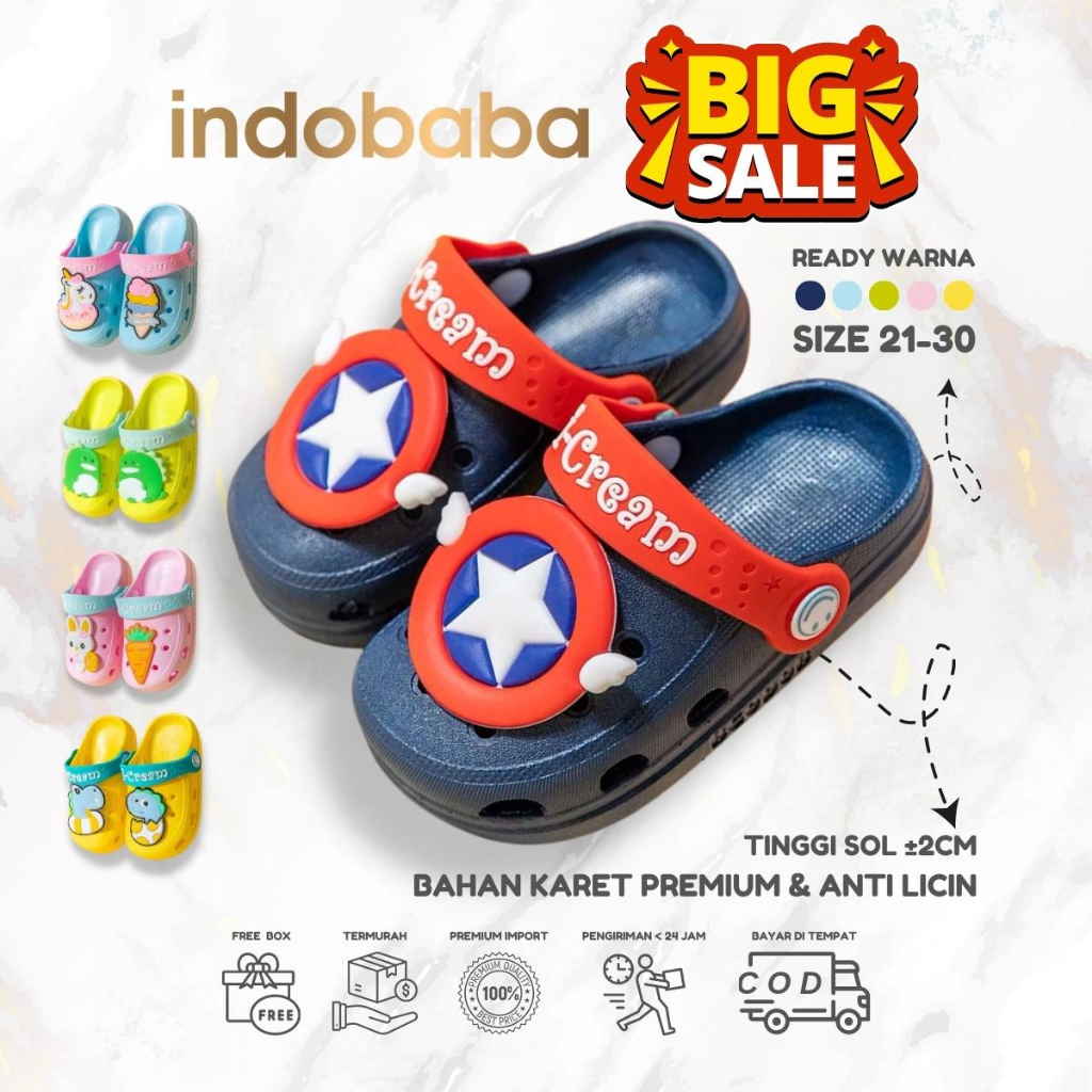 indobaba Sandal Anak Import Karakter Kartun Non-slip Cocok untuk anak laki-laki dan perempuan import S101