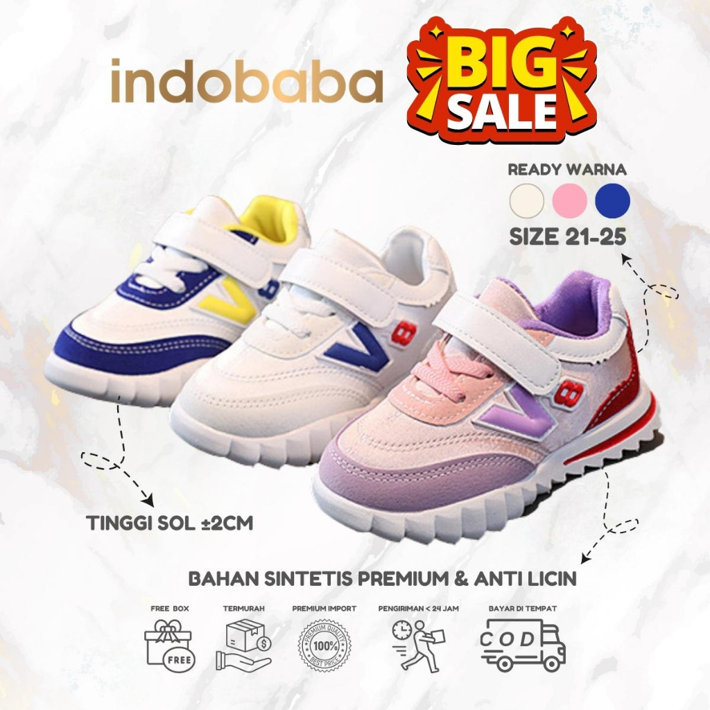 indobaba Sepatu Anak Perempuan Sneakers Anak Import Fashion Casual 1-5 Tahun S160