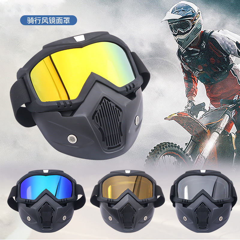 Masker Motor Retro Goggle Mask Retro Style Removable Topeng Softgun