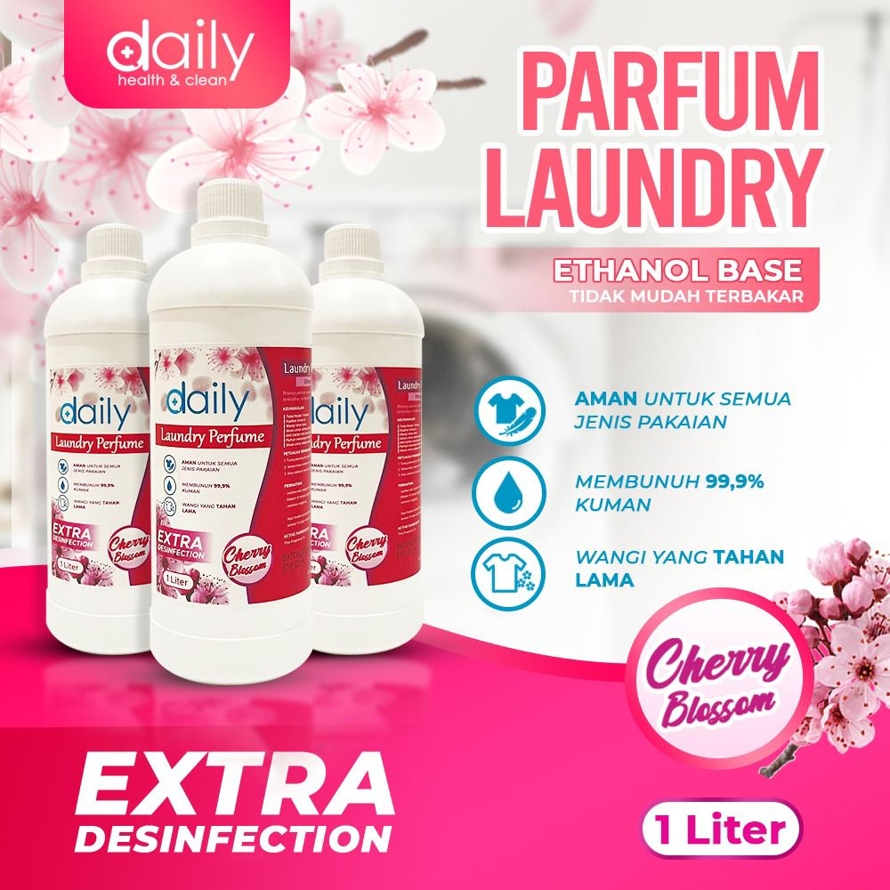 DAILY PEWANGI PAKAIAN PARFUM LAUNDRY EXTRA DISINFECTION 1 LITER CHERRY BLOSSOM GRADE A