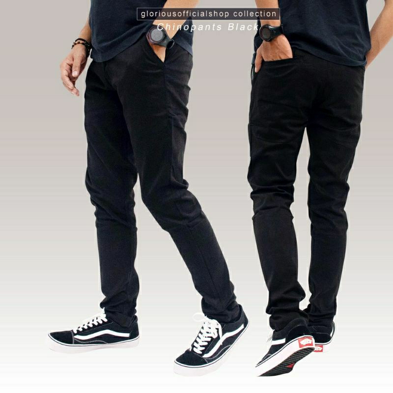 CELANA CHINO panjang Pria Slimfit KERJAHARIAN Santai Casual Formal Hitam Mocca Abu Cream Size 27-38